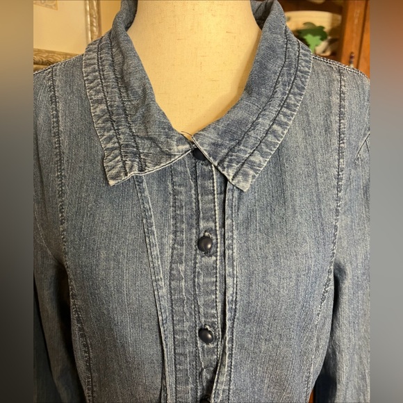 Mingel Jean Button down Dress. Collar with draw string. Size medium. - Picture 3 of 6
